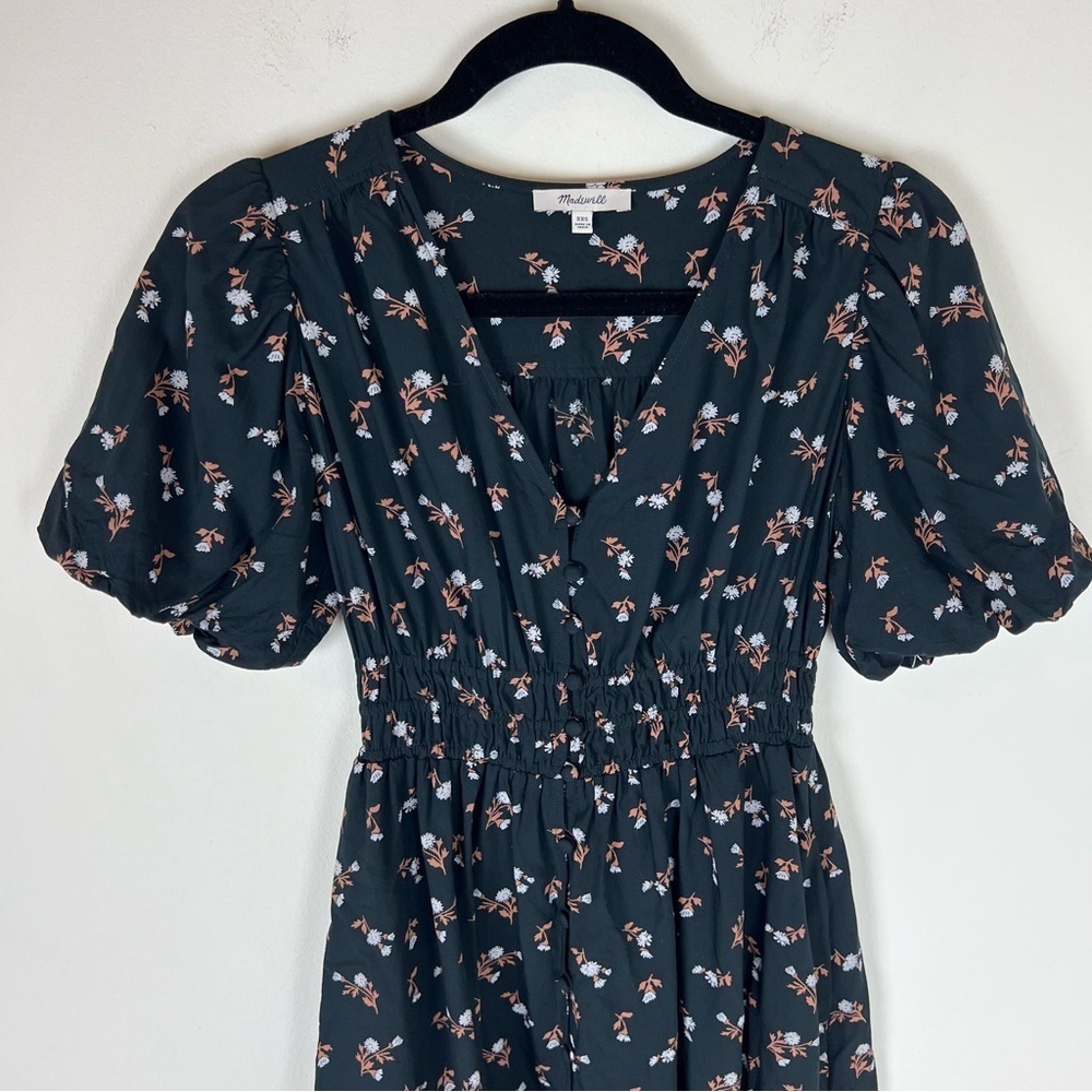 Madewell Challis Sophia Mini Dress in Woodland Floral Size XXS Black - Picture 4 of 9